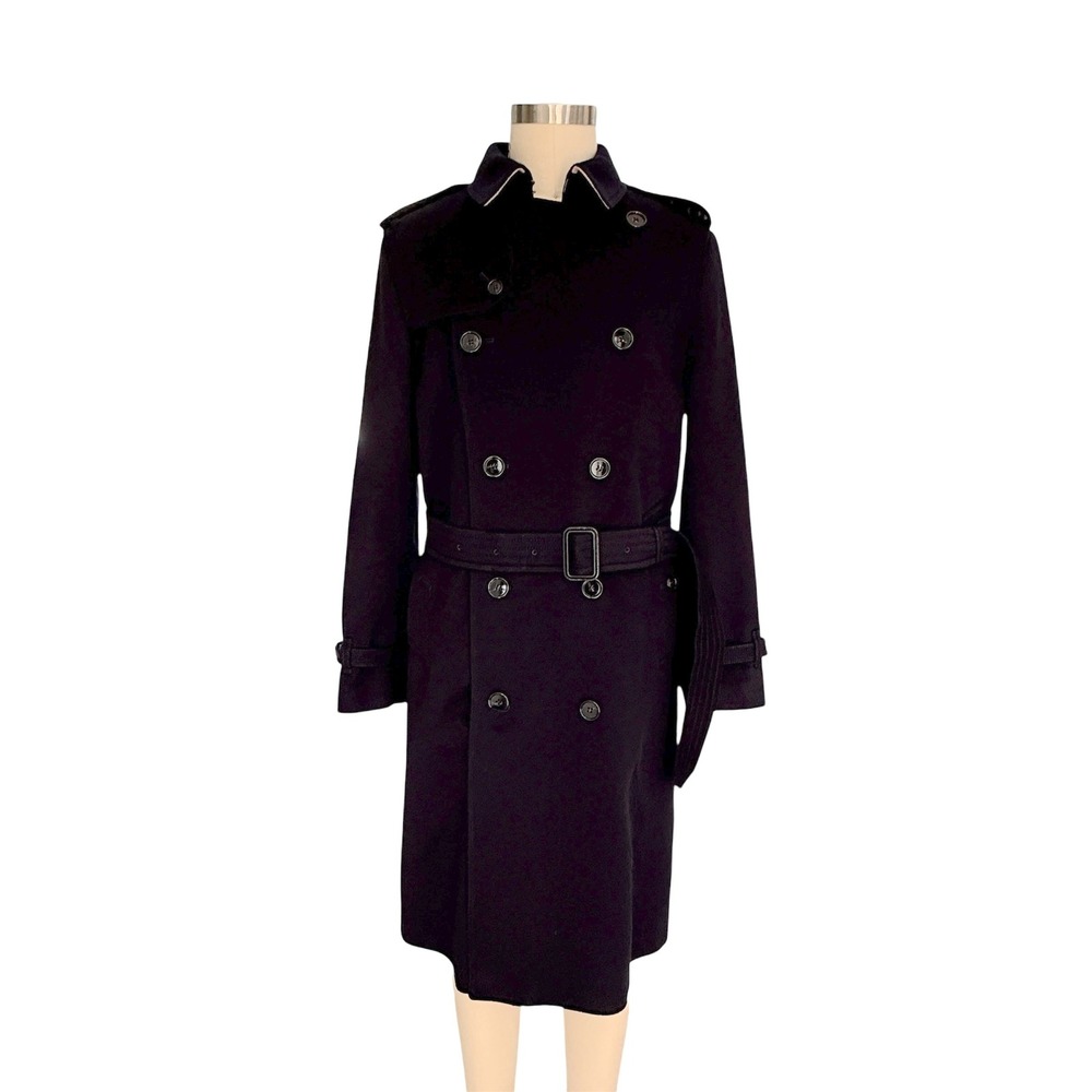 Burberry Prorsum Wool Cashmere Trench Coat BLACK IT 56 US 46 NEW